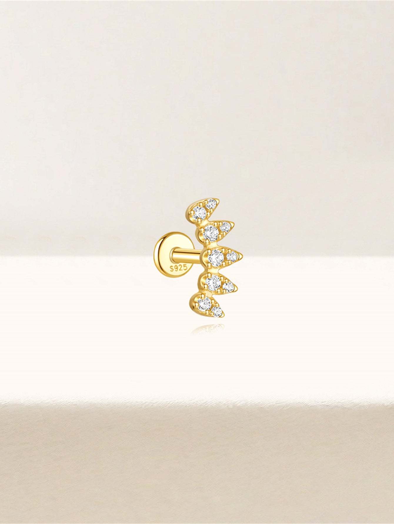 S925 Multileaf Zircon Ear Piercing Stud-Olarajewelry