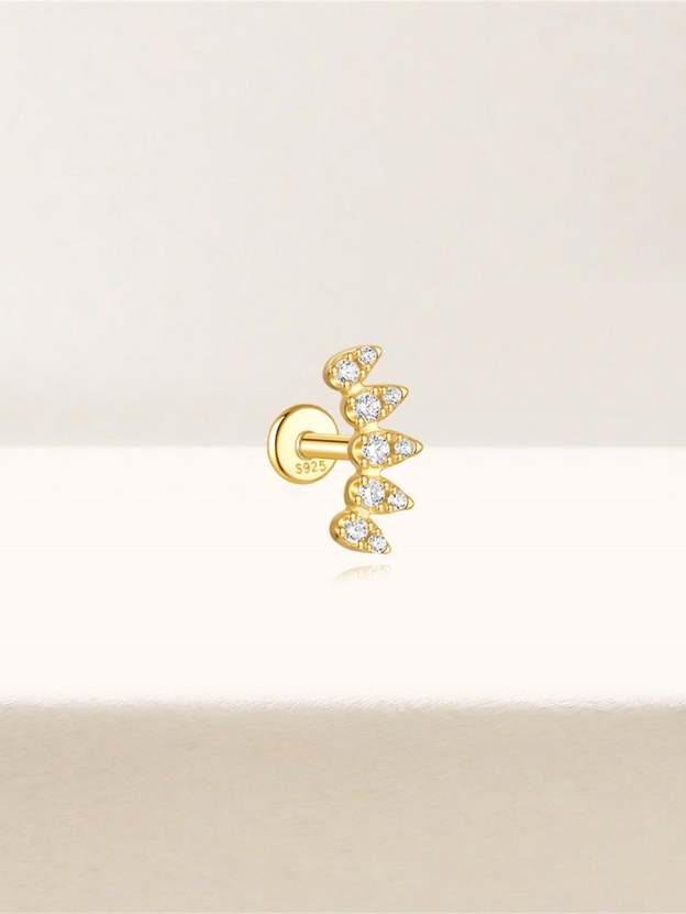 S925 Multileaf Zircon  Ear Piercing Stud-Olarajewelry