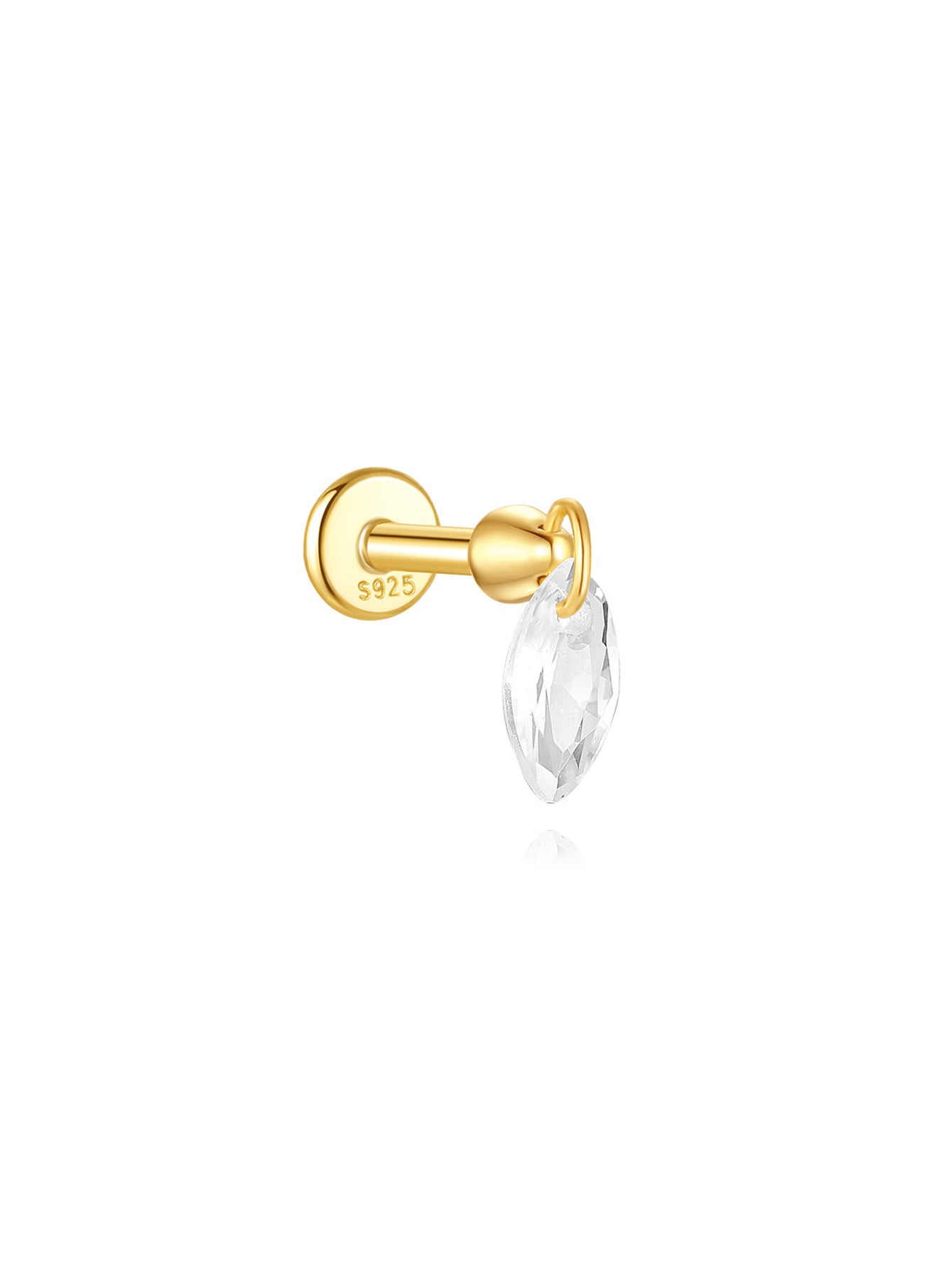 S925 Single Marquise Zircon Ear Piercing Stud-Olarajewelry