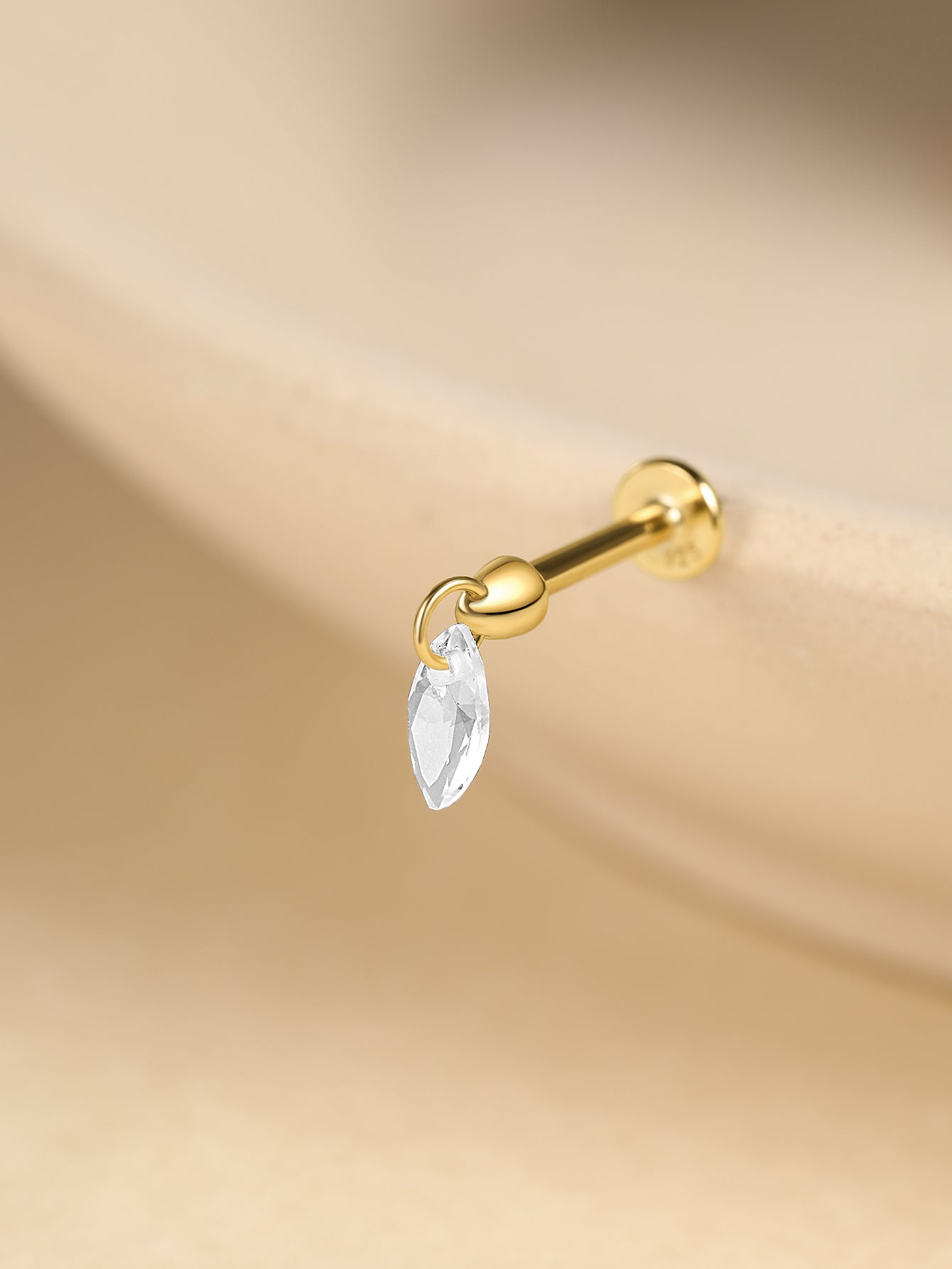 S925 Single Marquise Zircon Ear Piercing Stud-Olarajewelry