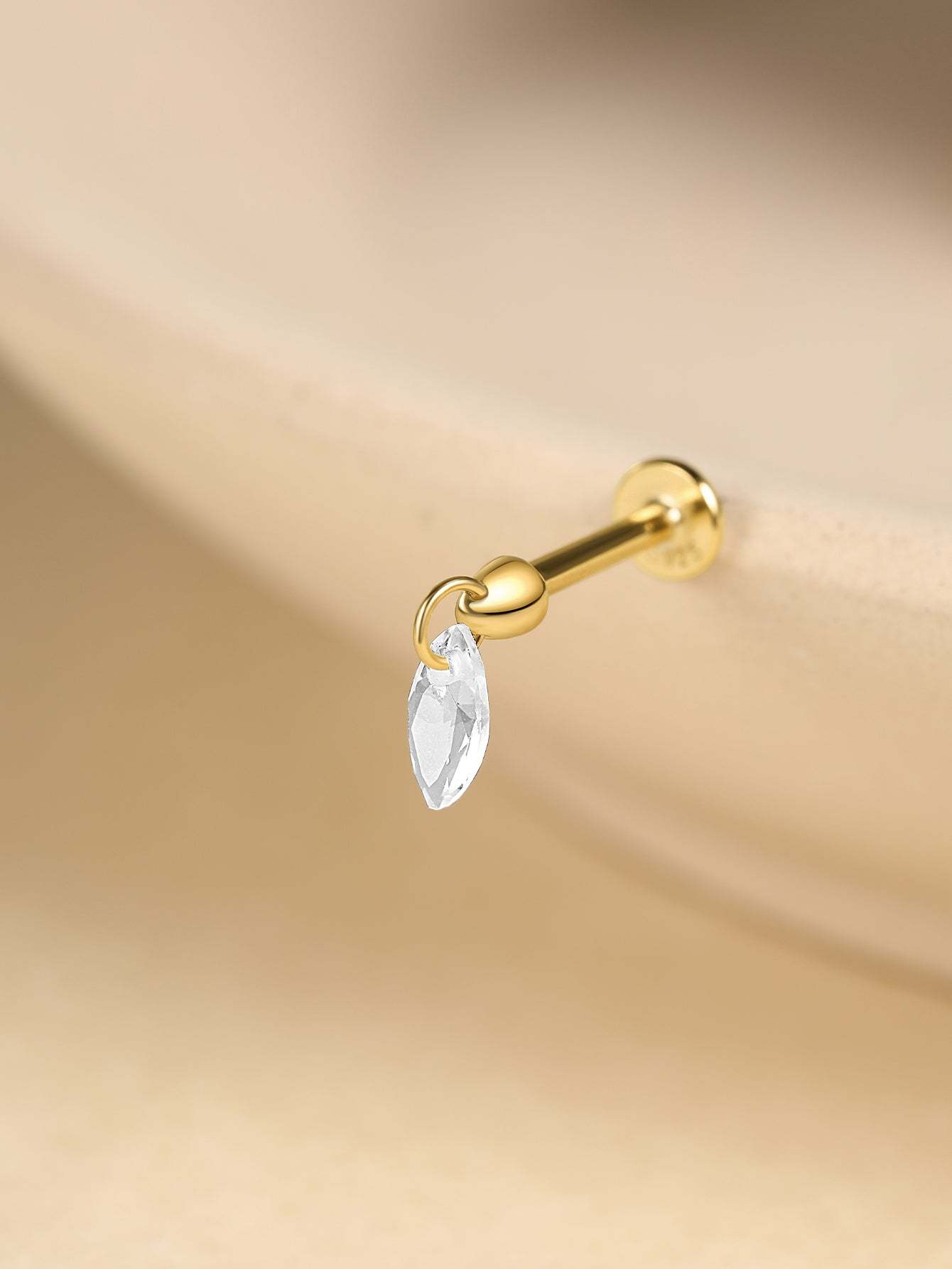 S925 Single Marquise Zircon Ear Piercing Stud-Olarajewelry