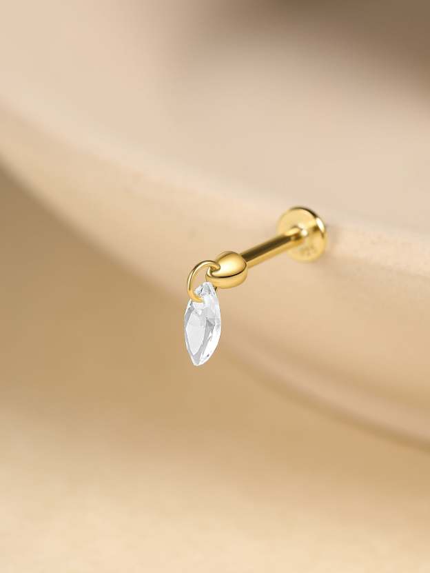 S925 Single Marquise Zircon Ear Piercing Stud-Olarajewelry
