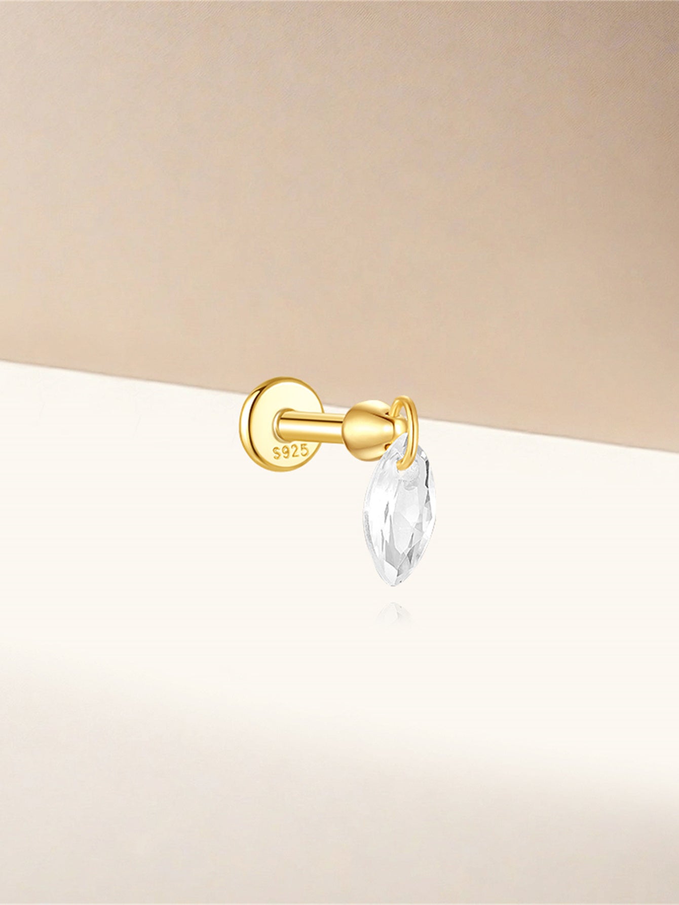 S925 Single Marquise Zircon Ear Piercing Stud-Olarajewelry