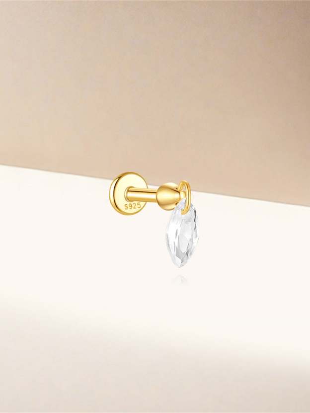 S925 Single Marquise Zircon Ear Piercing Stud-Olarajewelry