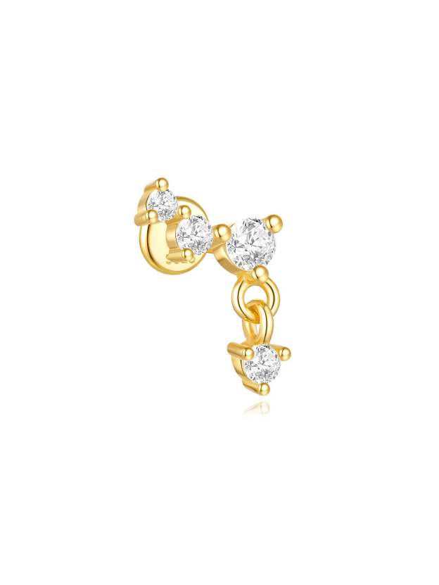 S925 Gold Plated Flower Drops Star Moon Stud Earring Series-Olarajewelry