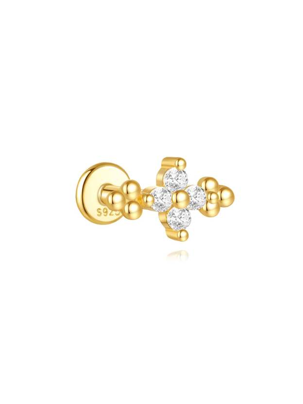 S925 Gold Plated Flower Drops Star Moon Stud Earring Series-Olarajewelry