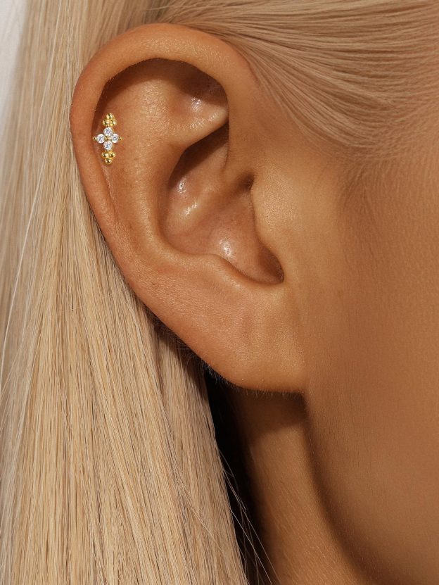 S925 Flowers Bloom Ear Piercing Stud-Olarajewelry