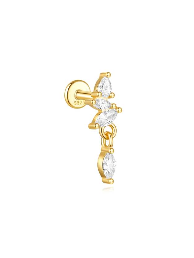 S925 Gold Plated Flower Drops Star Moon Stud Earring Series-Olarajewelry
