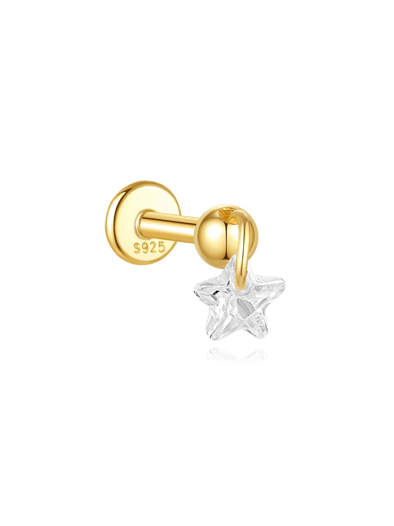S925 Gold Plated Flower Drops Star Moon Stud Earring Series-Olarajewelry
