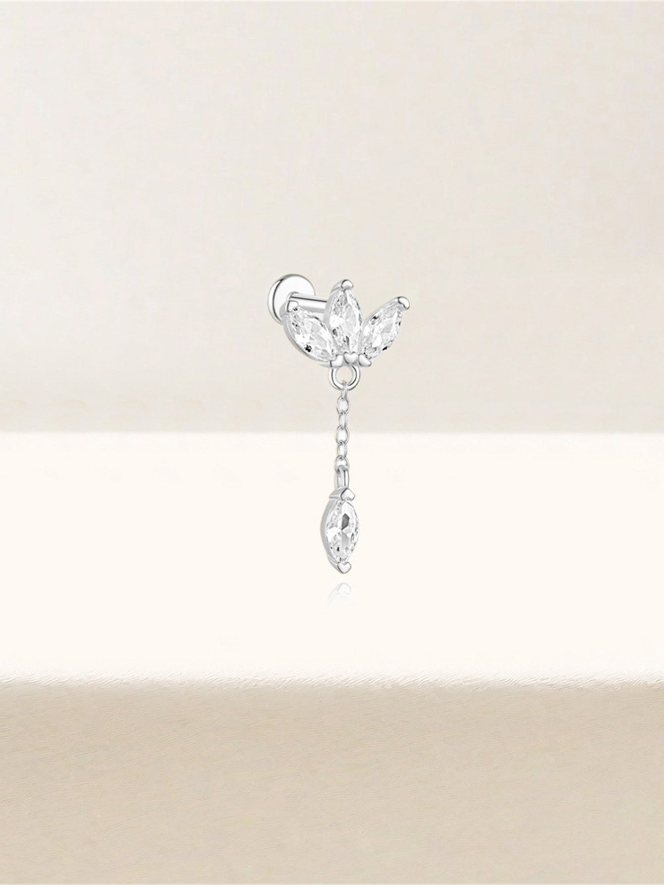 S925 Marquise Zircon Pendant Ear Piercing Stud-Olarajewelry