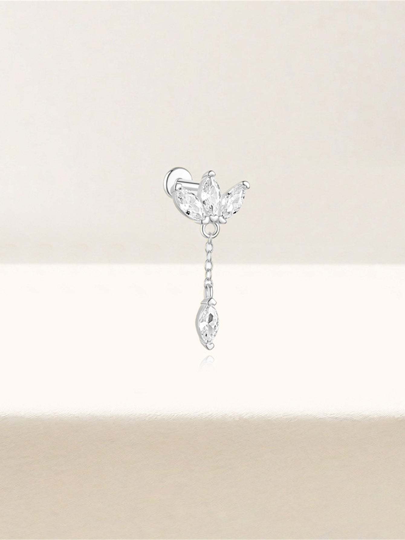 S925 Marquise Zircon Pendant Ear Piercing Stud-Olarajewelry