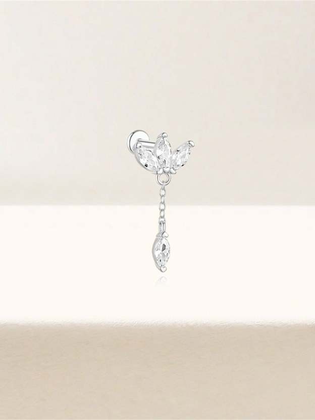 S925 Marquise Zircon Pendant Ear Piercing Stud-Olarajewelry