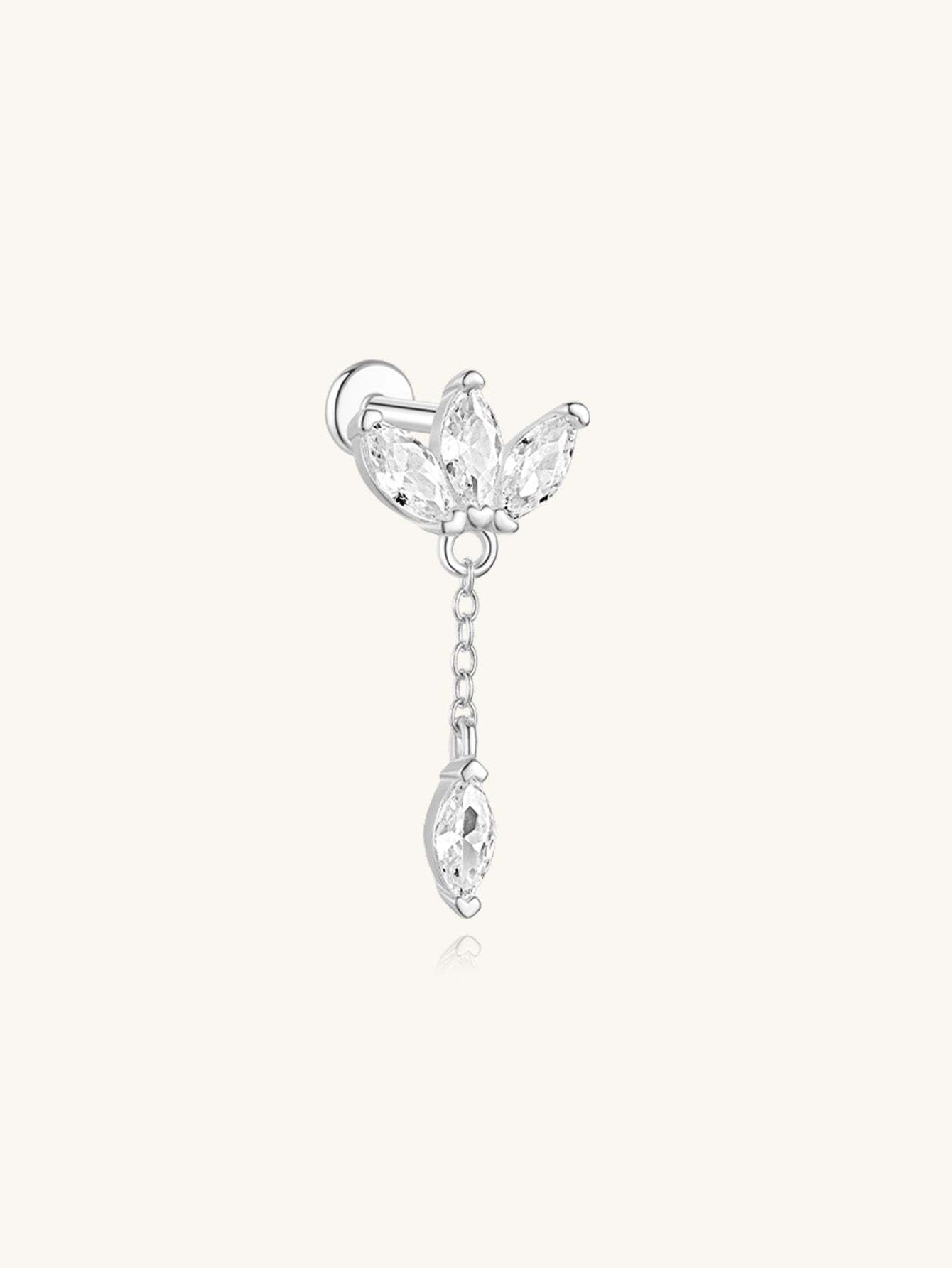 S925 Marquise Zircon Pendant Ear Piercing Stud-Olarajewelry