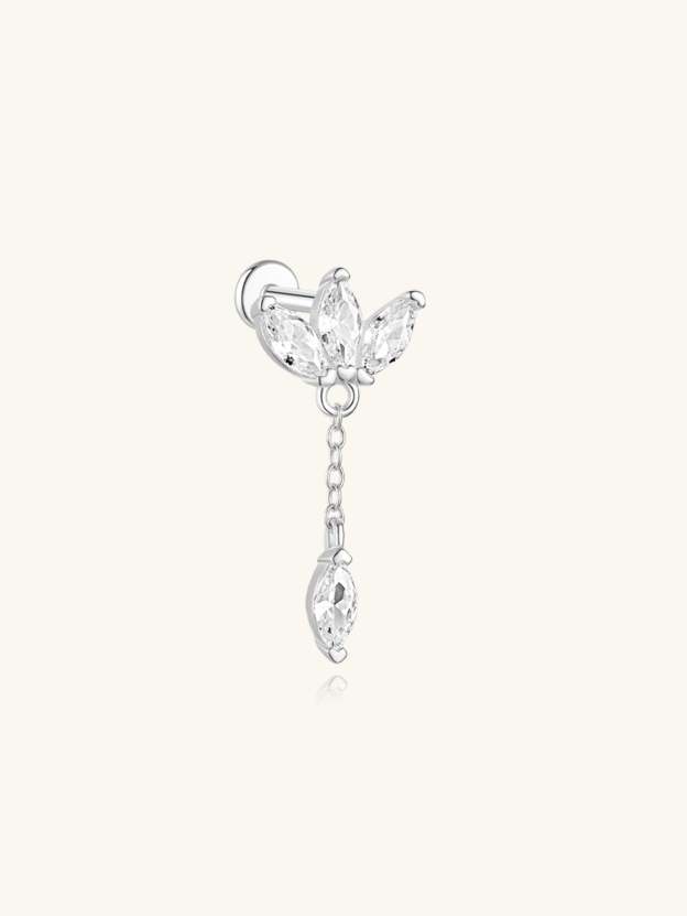 S925 Marquise Zircon Pendant Ear Piercing Stud-Olarajewelry