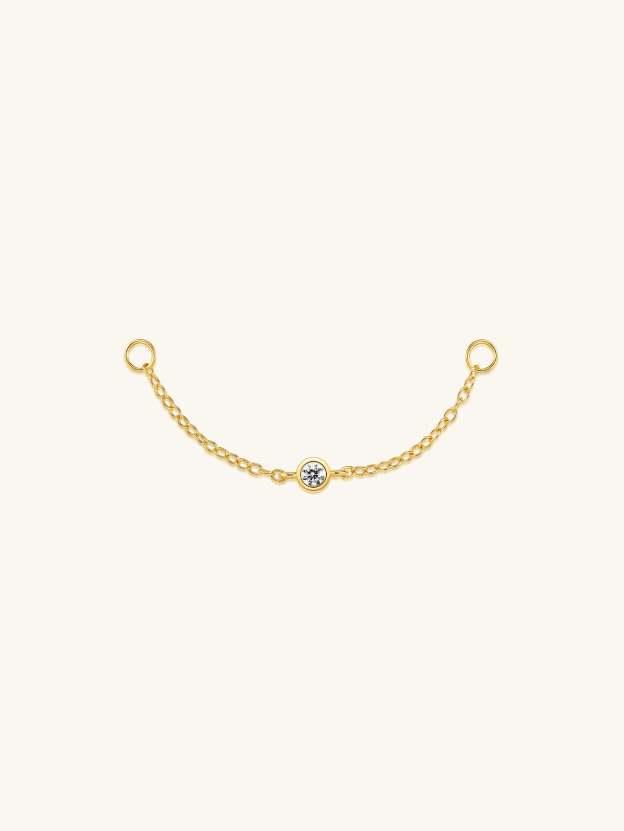 S925 Shining Round Zirconia Chain Hoop Charm-Olarajewelry