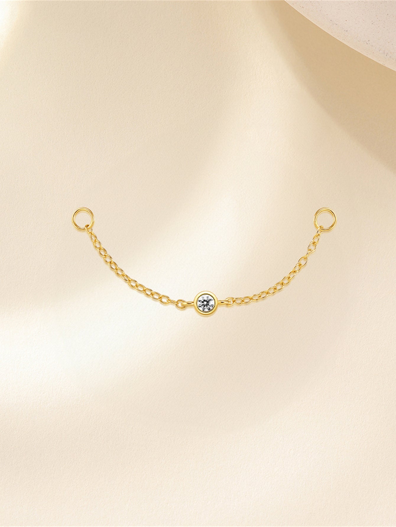 S925 Shining Round Zirconia Chain Hoop Charm-Olarajewelry