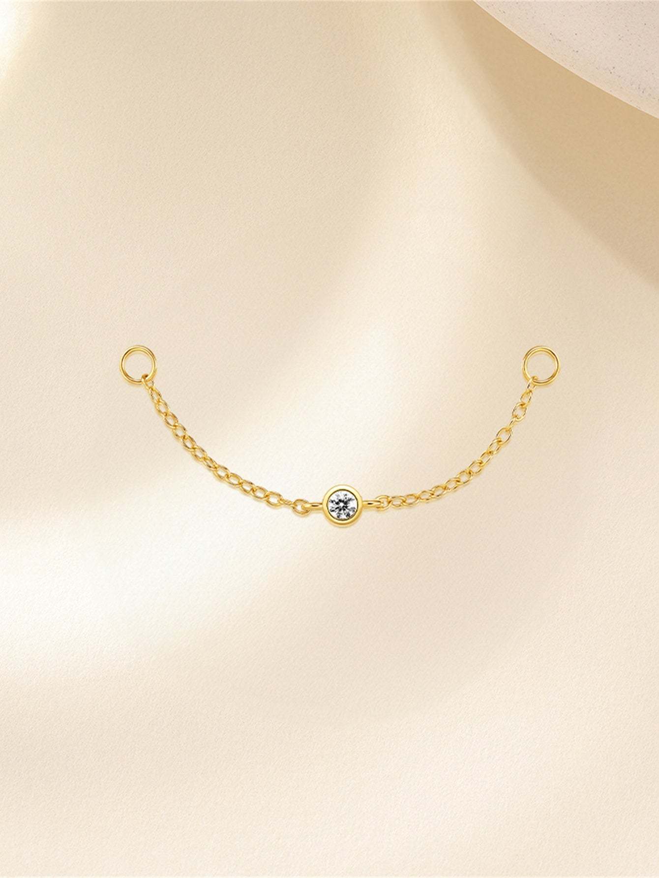 S925 Shining Round Zirconia Chain Hoop Charm-Olarajewelry