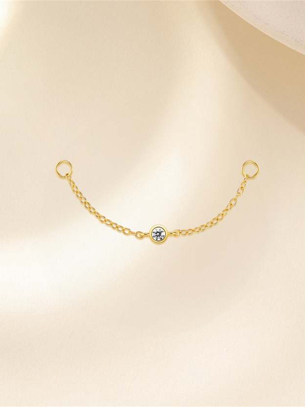 S925 Shining Round Zirconia Chain Hoop Charm-Olarajewelry