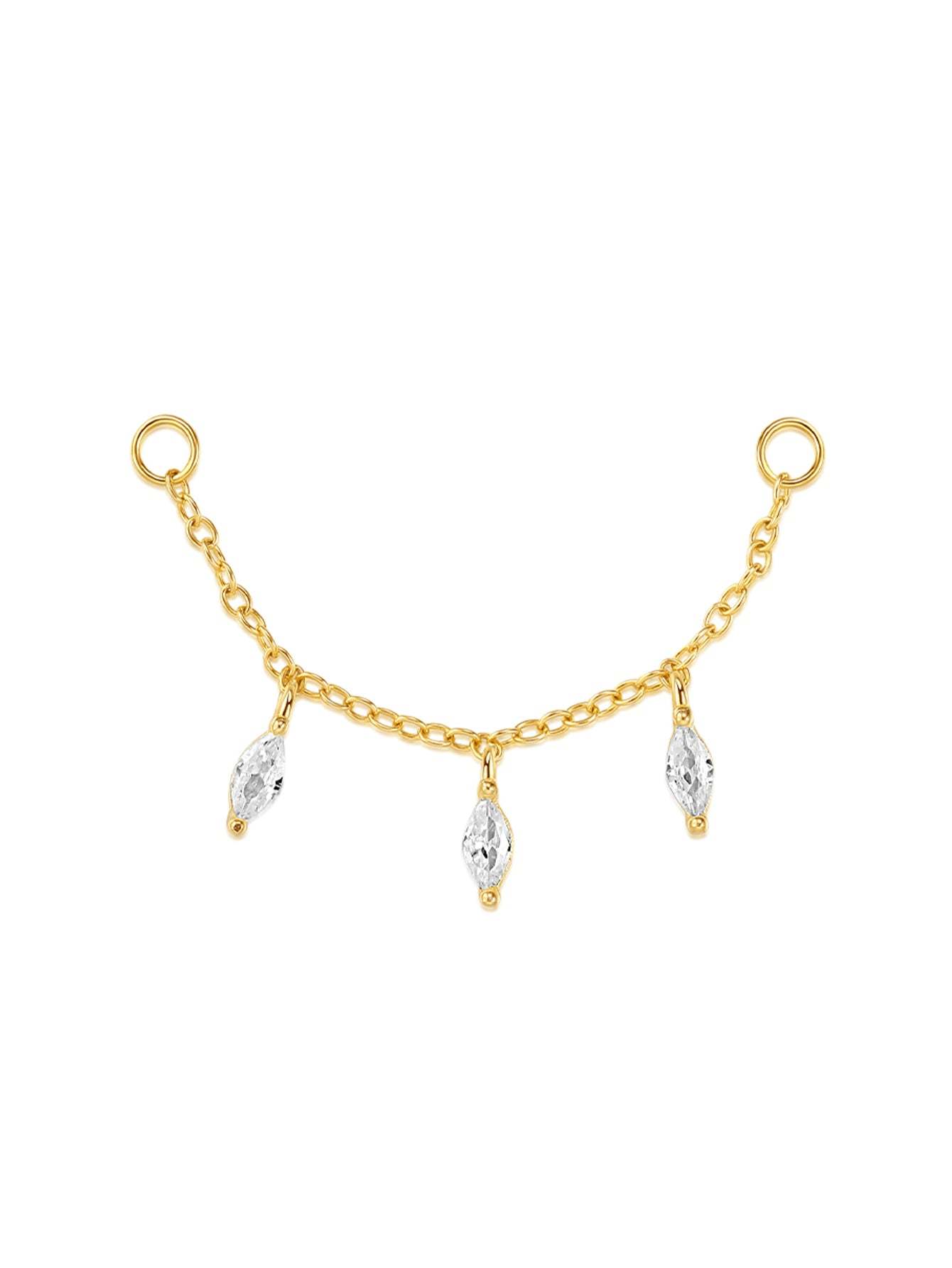 S925 Marquise Zircon Pendant Chain Hoop Charm-Olarajewelry
