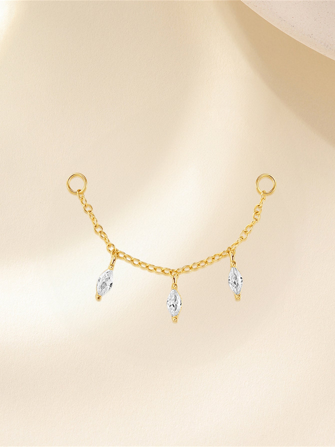 S925 Marquise Zircon Pendant Chain Hoop Charm-Olarajewelry