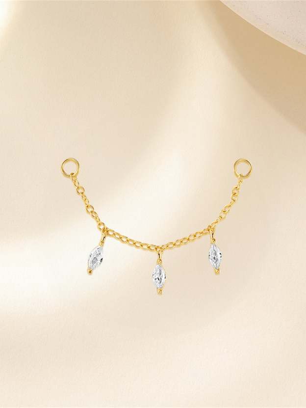 S925 Marquise Zircon Pendant Chain Hoop Charm-Olarajewelry