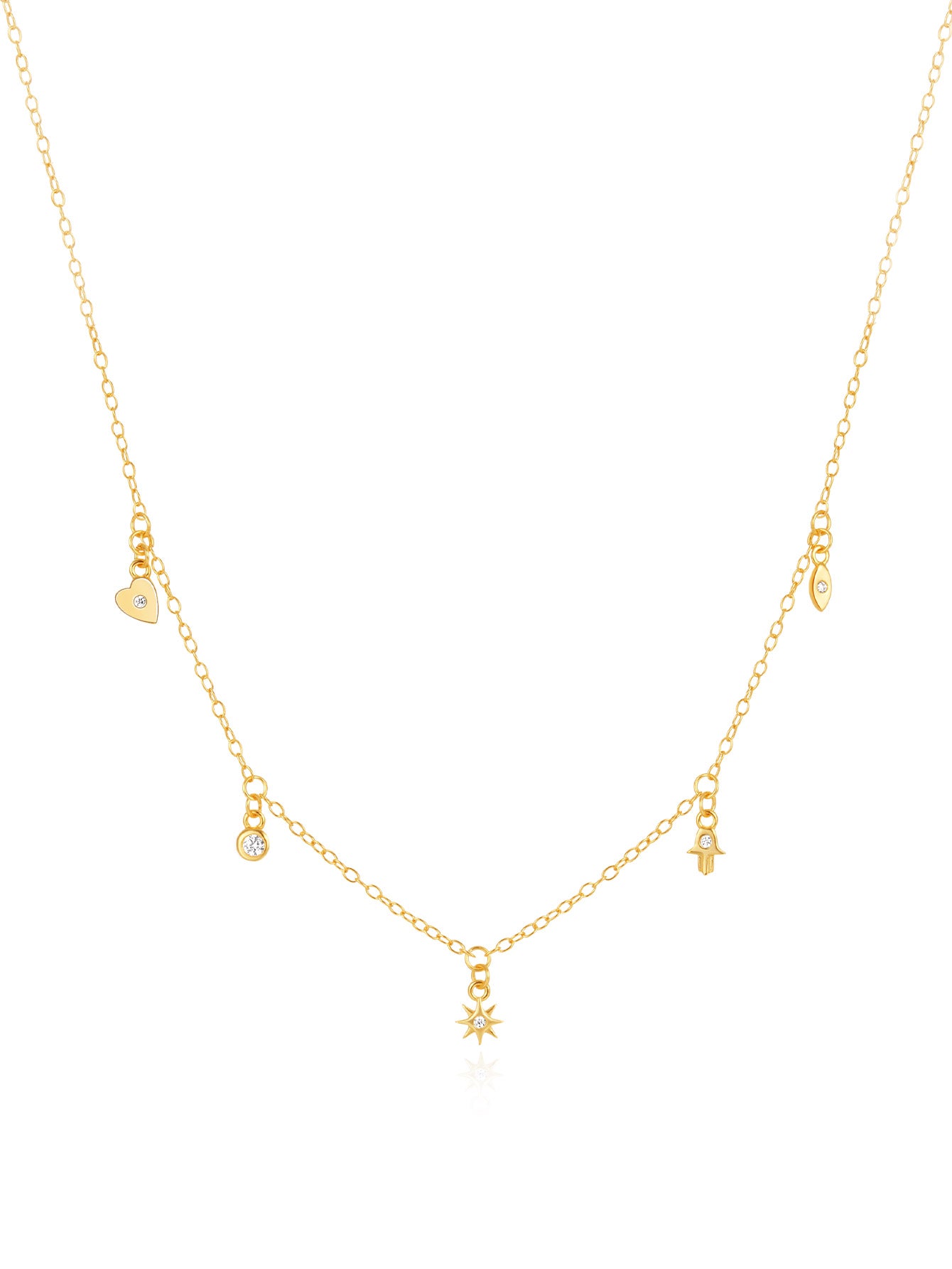 S925 Sterling Silver Geometric Eight-Pointed Star/Devil's Eye/Stacked Zirconia Necklace-Olarajewelry