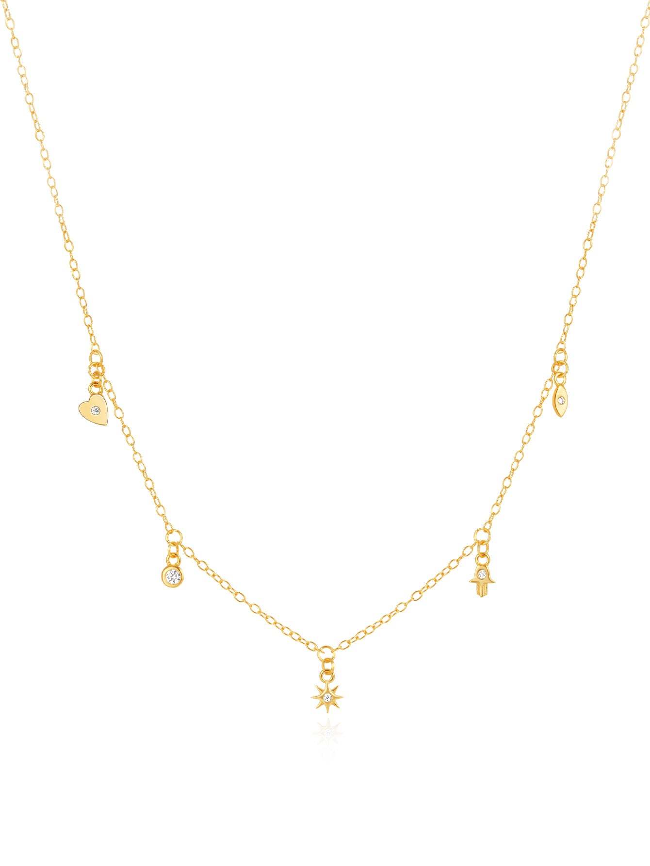 S925 Sterling Silver Geometric Eight-Pointed Star/Devil's Eye/Stacked Zirconia Necklace-Olarajewelry
