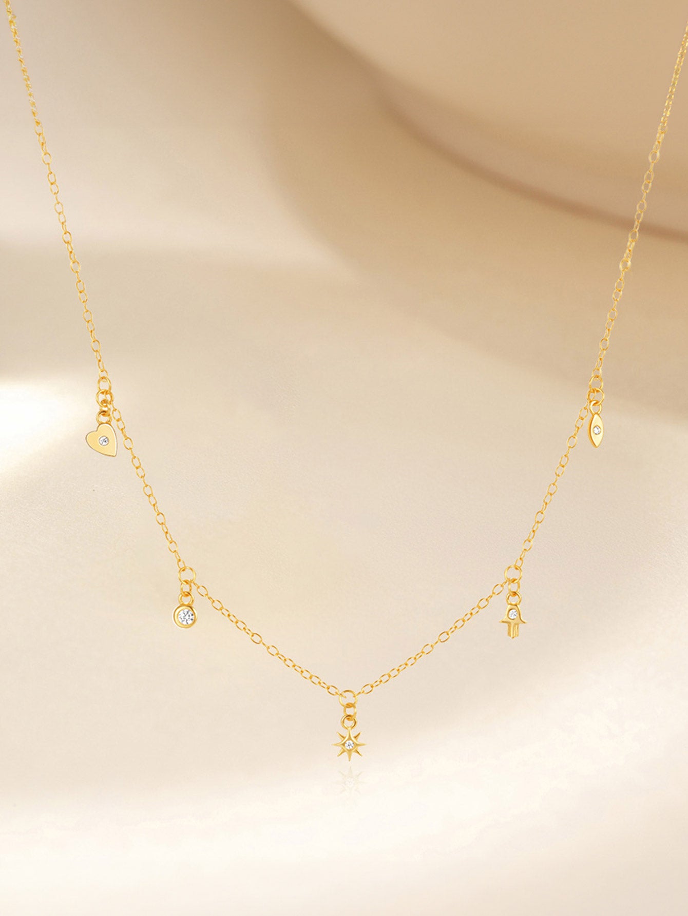 S925 Sterling Silver Geometric Eight-Pointed Star/Devil's Eye/Stacked Zirconia Necklace-Olarajewelry