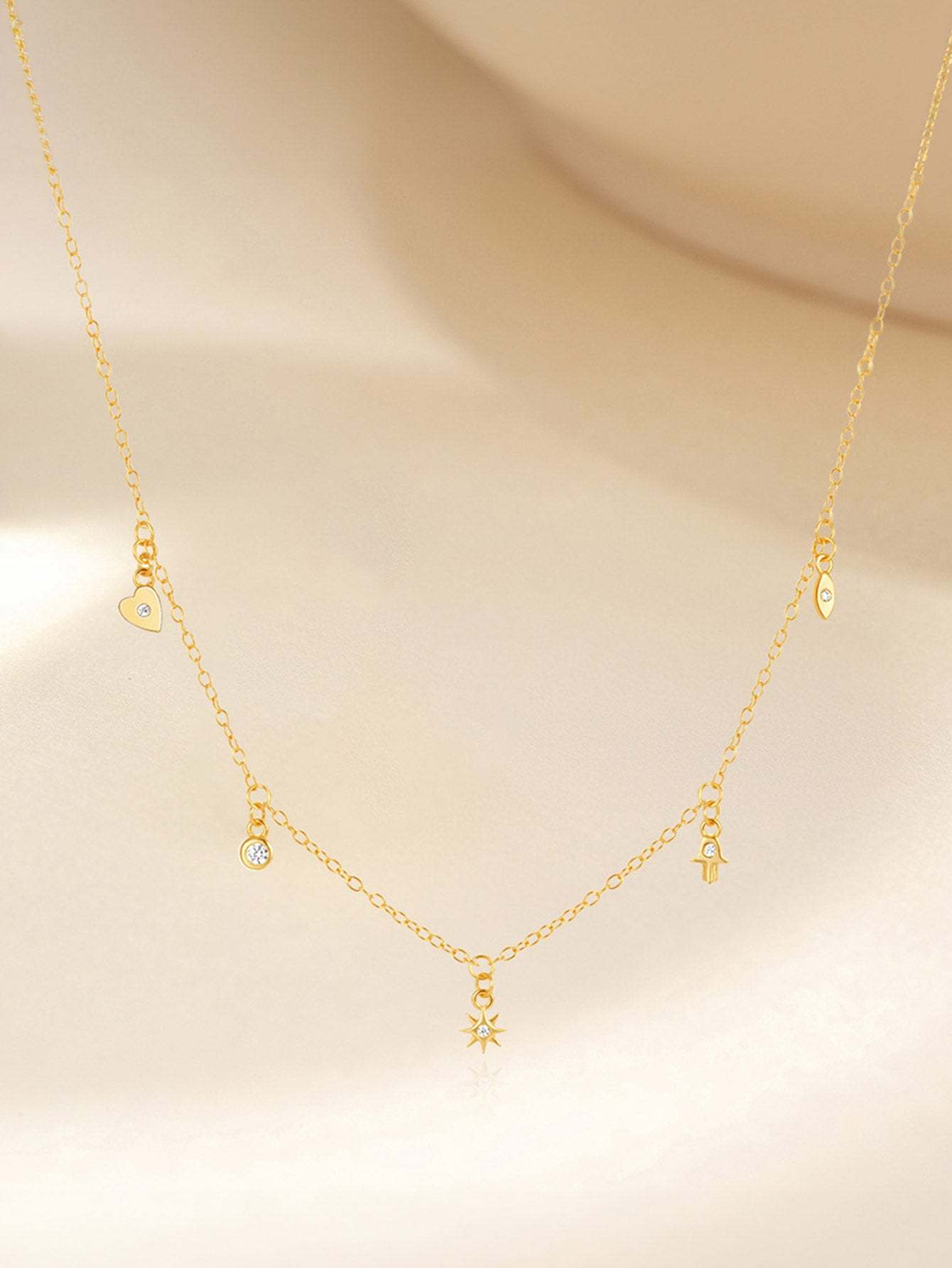 S925 Sterling Silver Geometric Eight-Pointed Star/Devil's Eye/Stacked Zirconia Necklace-Olarajewelry