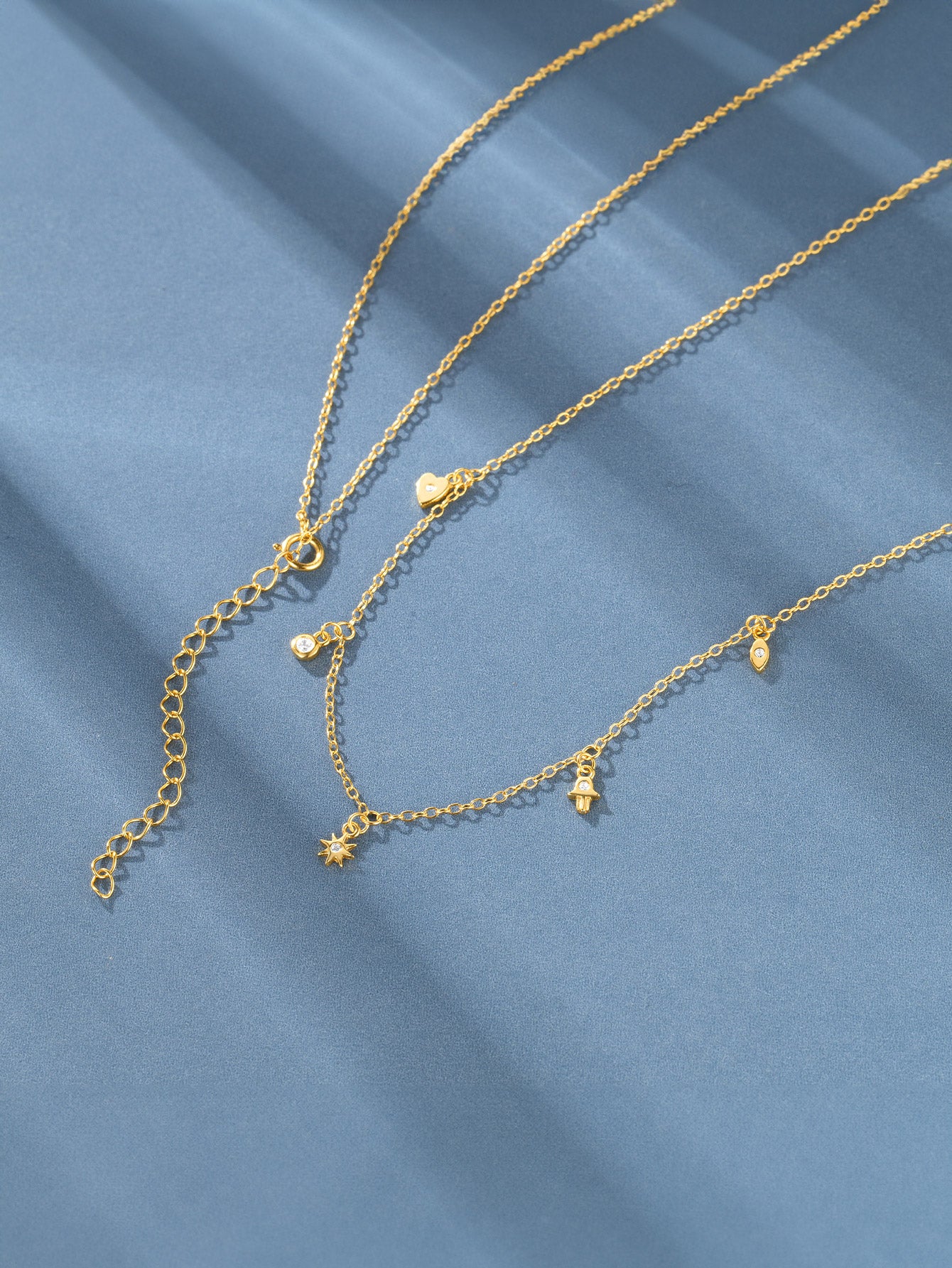 S925 Sterling Silver Geometric Eight-Pointed Star/Devil's Eye/Stacked Zirconia Necklace-Olarajewelry