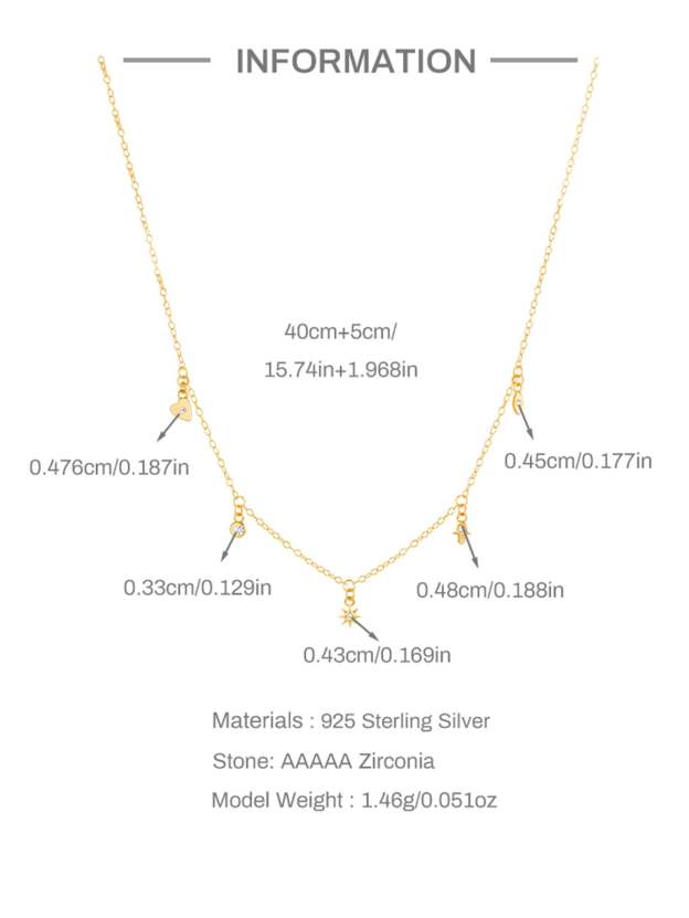 S925 Sterling Silver Geometric Eight-Pointed Star/Devil's Eye/Stacked Zirconia Necklace-Olarajewelry