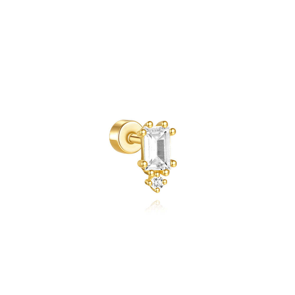S925 Square Horse Eye Zircon Flower Leaf Splicing Studs Earring Series-Olarajewelry