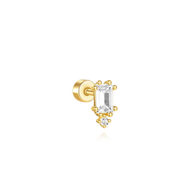 S925 Square Horse Eye Zircon Flower Leaf Splicing Studs Earring Series-Olarajewelry