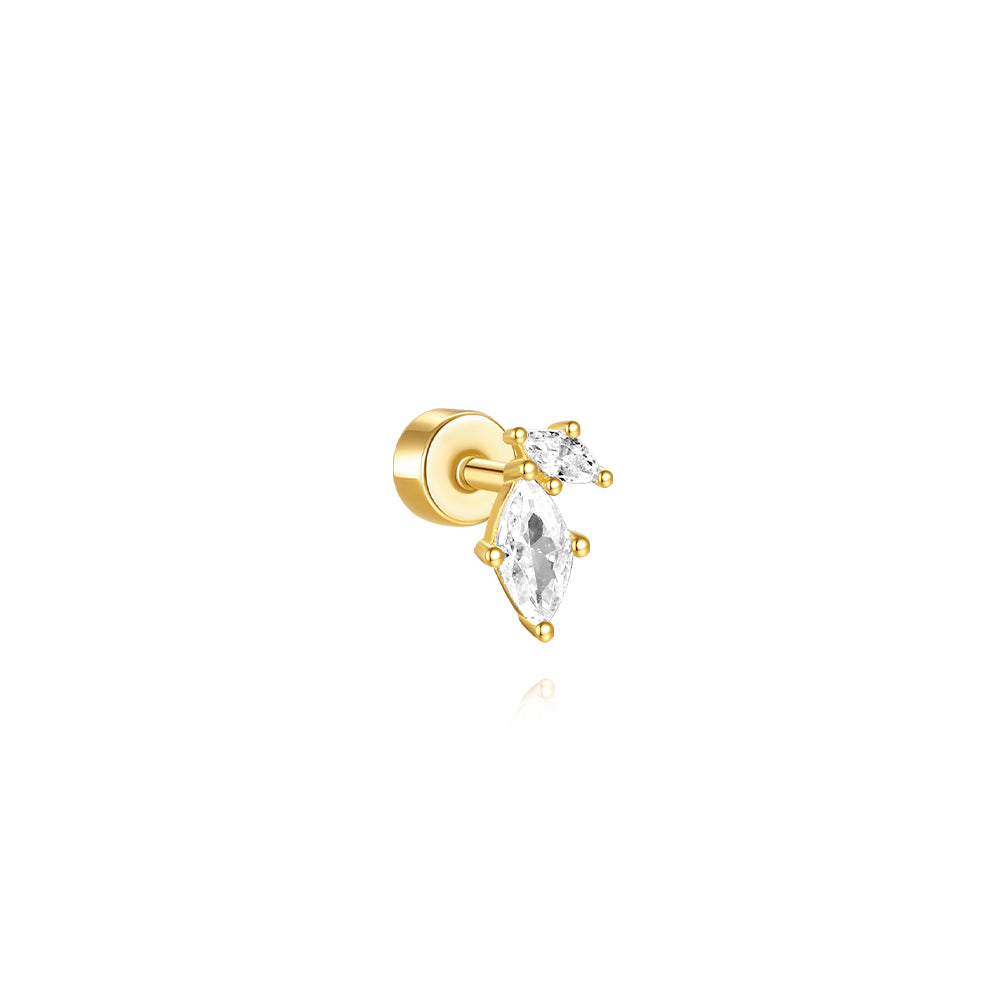 S925 Square Horse Eye Zircon Flower Leaf Splicing Studs Earring Series-Olarajewelry