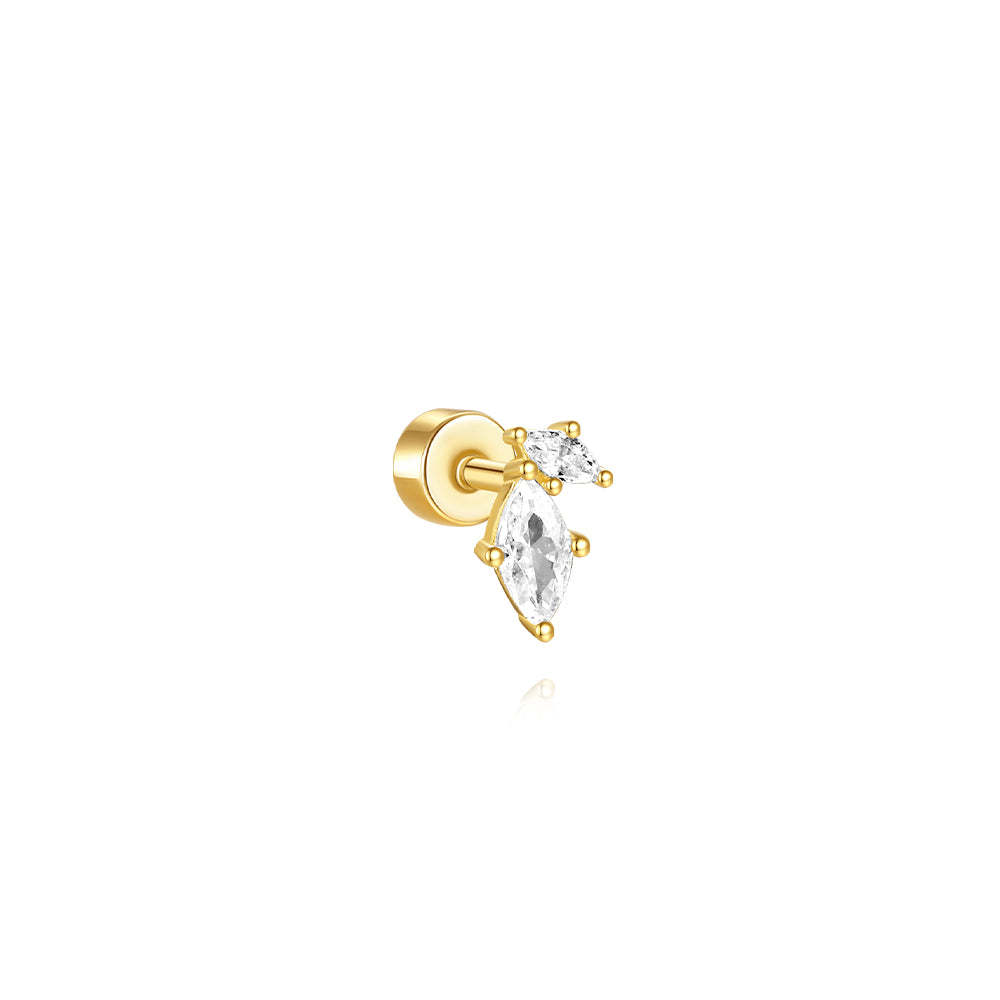 S925 Square Horse Eye Zircon Flower Leaf Splicing Studs Earring Series-Olarajewelry
