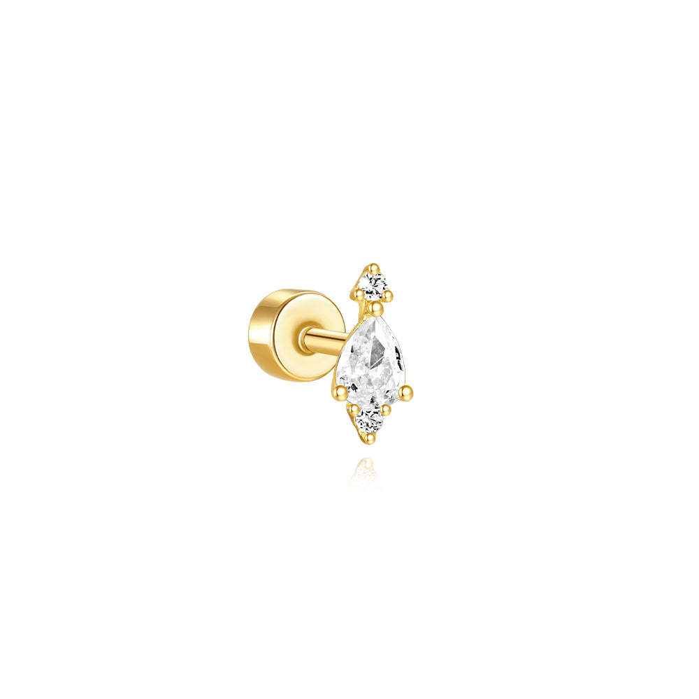 S925 Square Horse Eye Zircon Flower Leaf Splicing Studs Earring Series-Olarajewelry