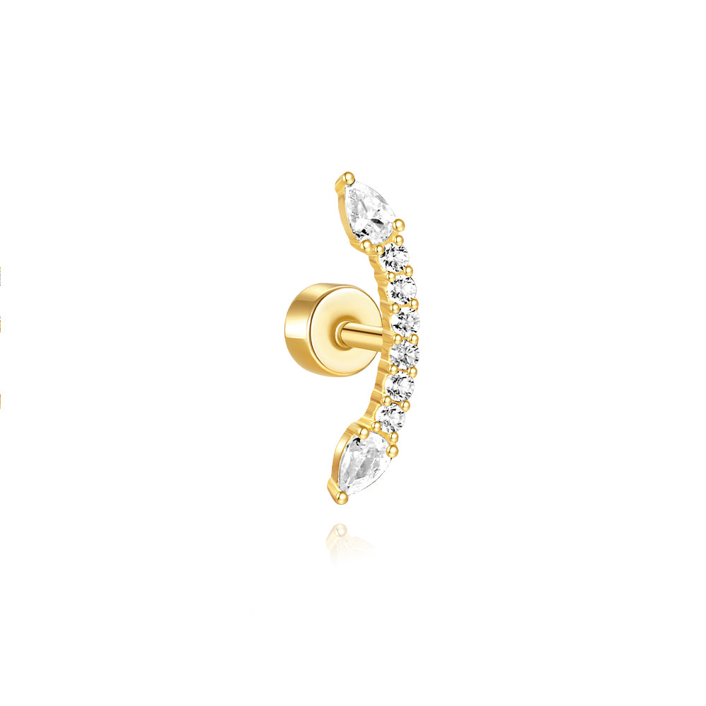 S925 Square Horse Eye Zircon Flower Leaf Splicing Studs Earring Series-Olarajewelry
