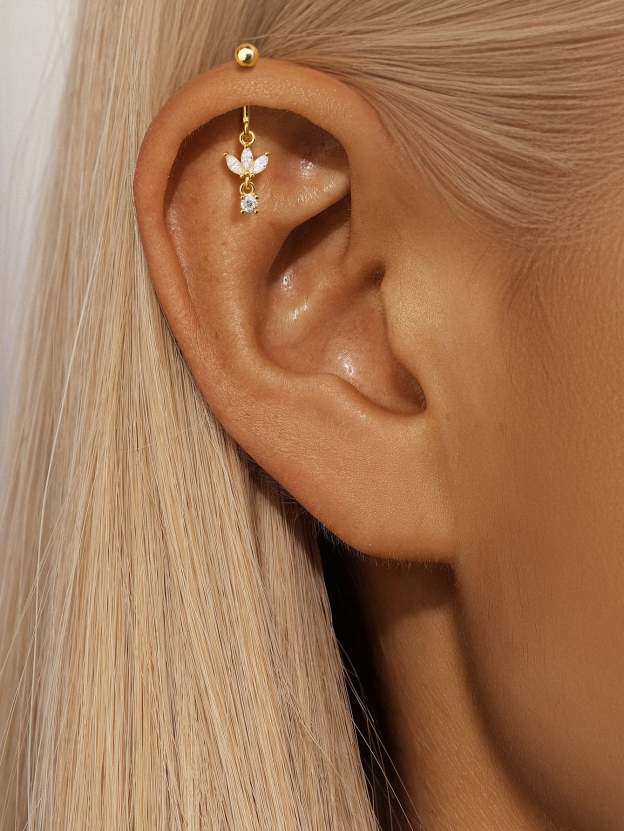 S925 Crown Vertical Helix Ear Piercing Stud-Olarajewelry