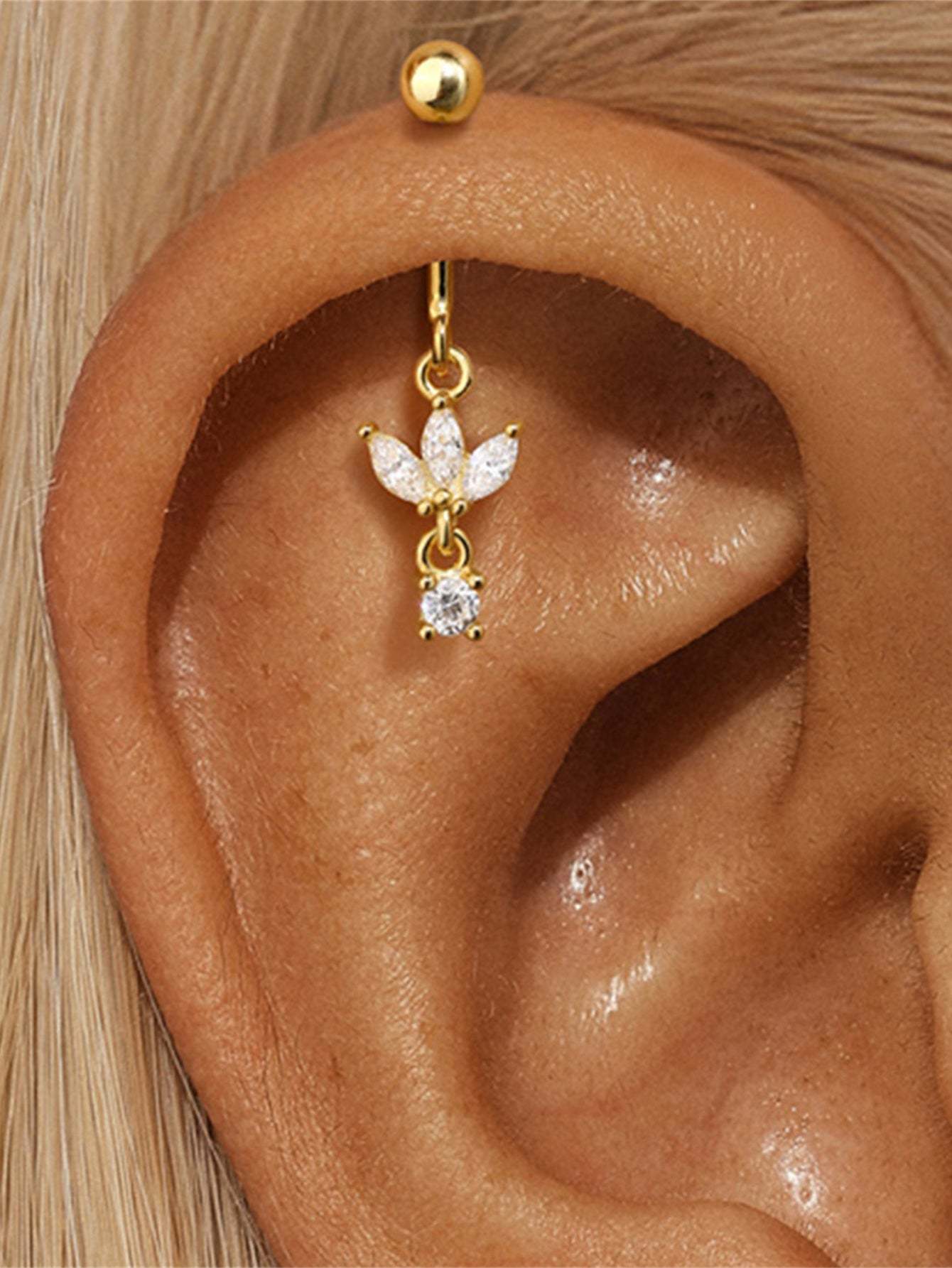 S925 Crown Vertical Helix Ear Piercing Stud-Olarajewelry