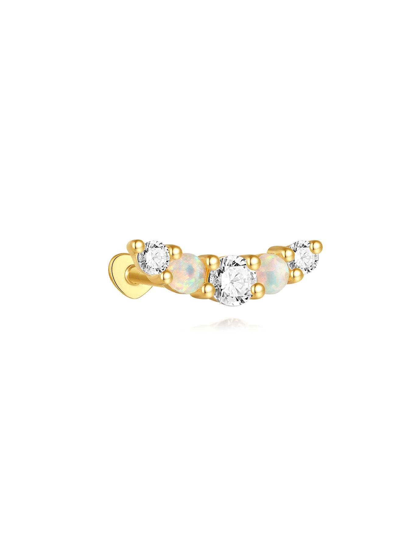 S925 Moon Sweet Opal Ear Piercing Stud-Olarajewelry