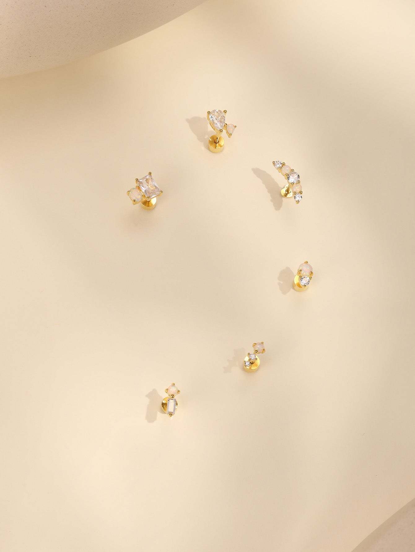S925 Moon Sweet Opal Ear Piercing Stud-Olarajewelry