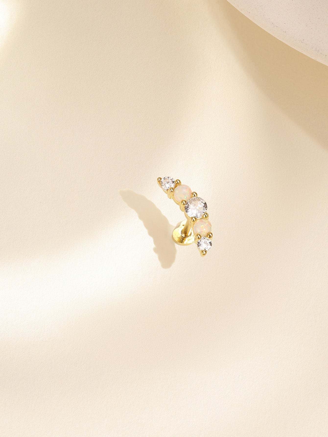 S925 Moon Sweet Opal Ear Piercing Stud-Olarajewelry