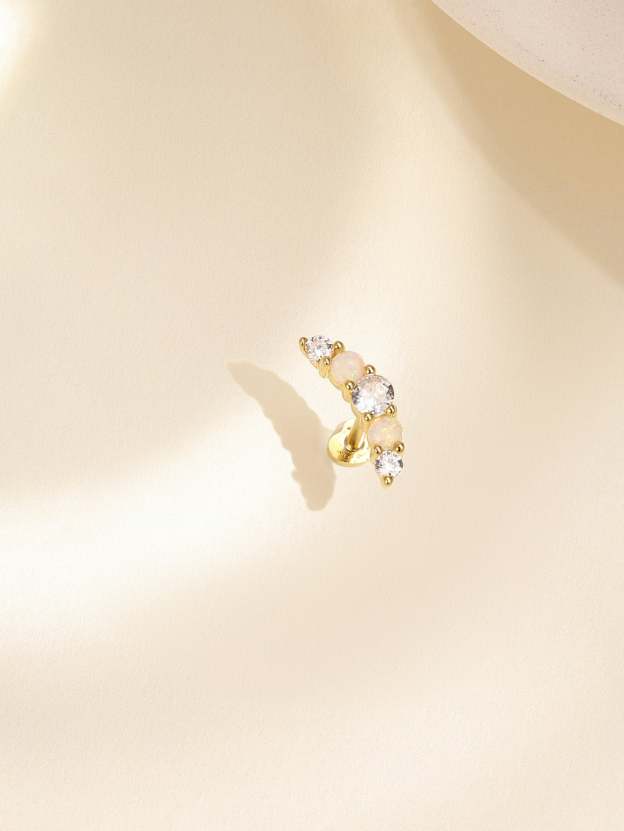 S925 Moon Sweet Opal Ear Piercing Stud-Olarajewelry