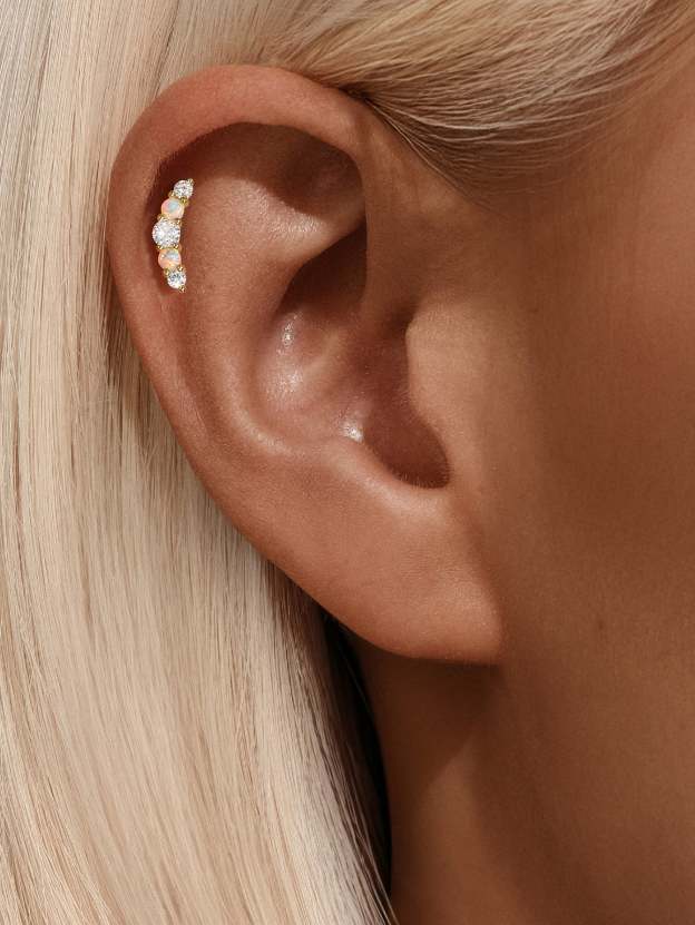 S925 Moon Sweet Opal Ear Piercing Stud-Olarajewelry