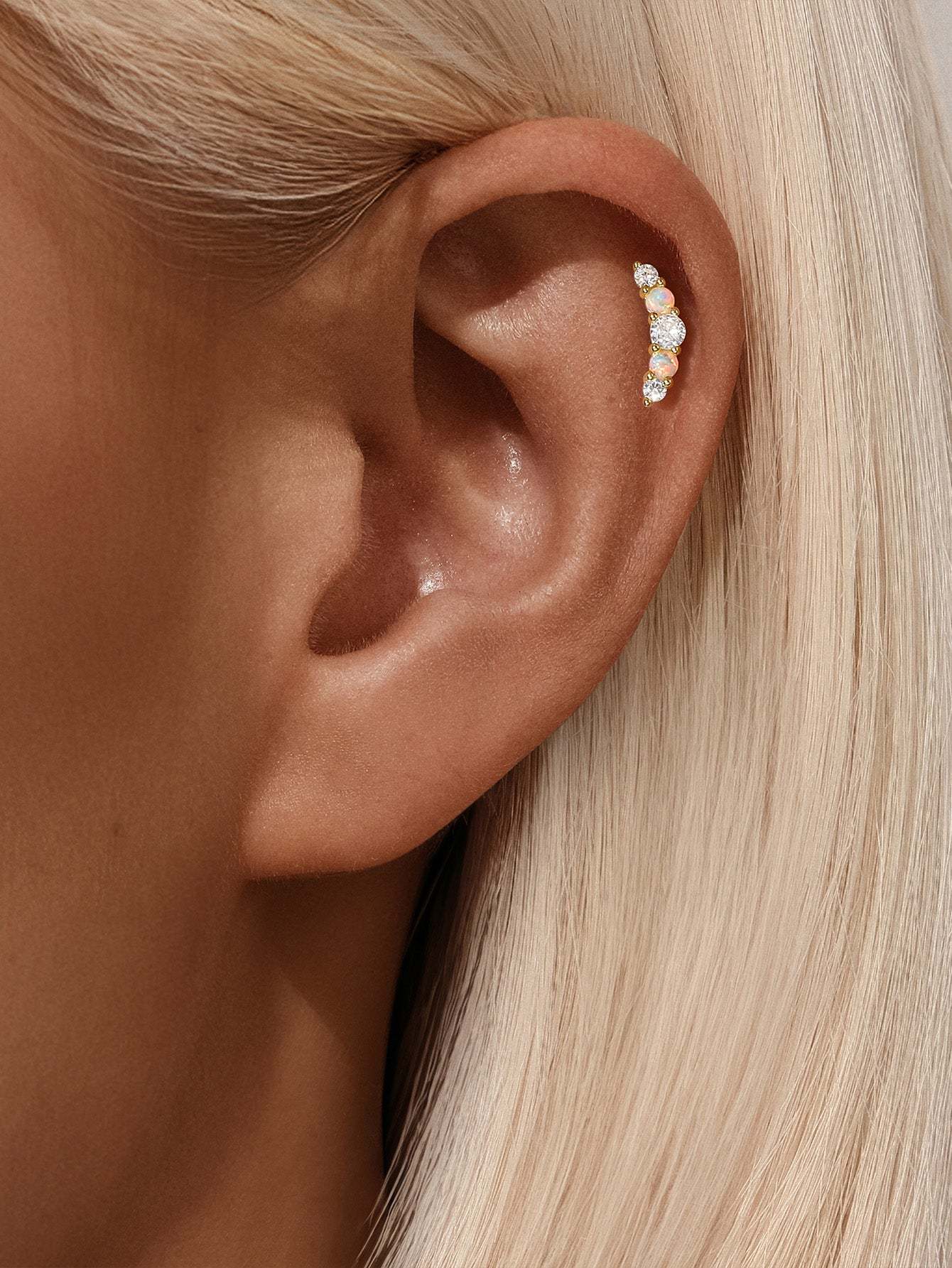 S925 Moon Sweet Opal Ear Piercing Stud-Olarajewelry