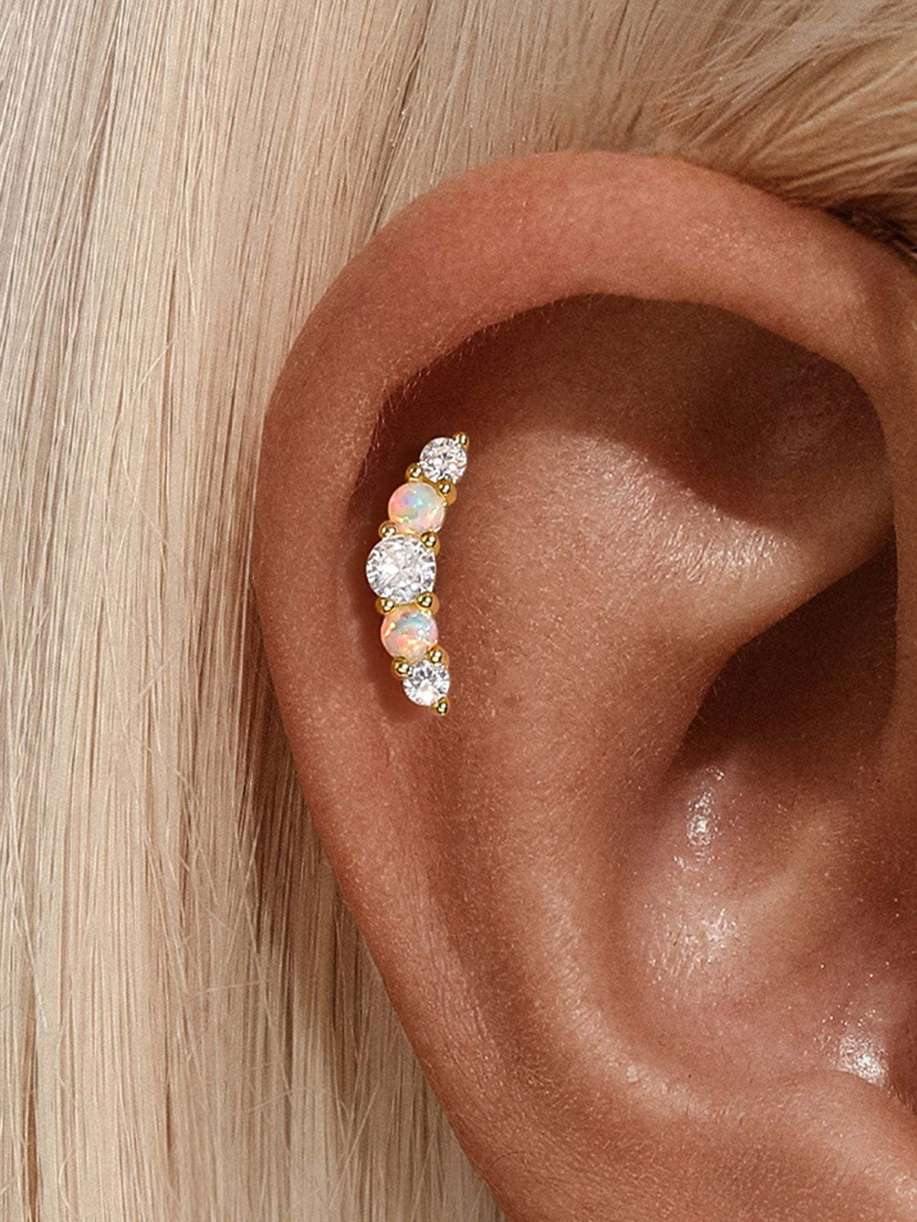 S925 Moon Sweet Opal Ear Piercing Stud-Olarajewelry
