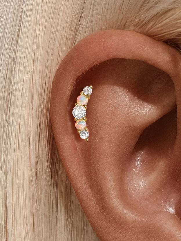 S925 Moon Sweet Opal Ear Piercing Stud-Olarajewelry