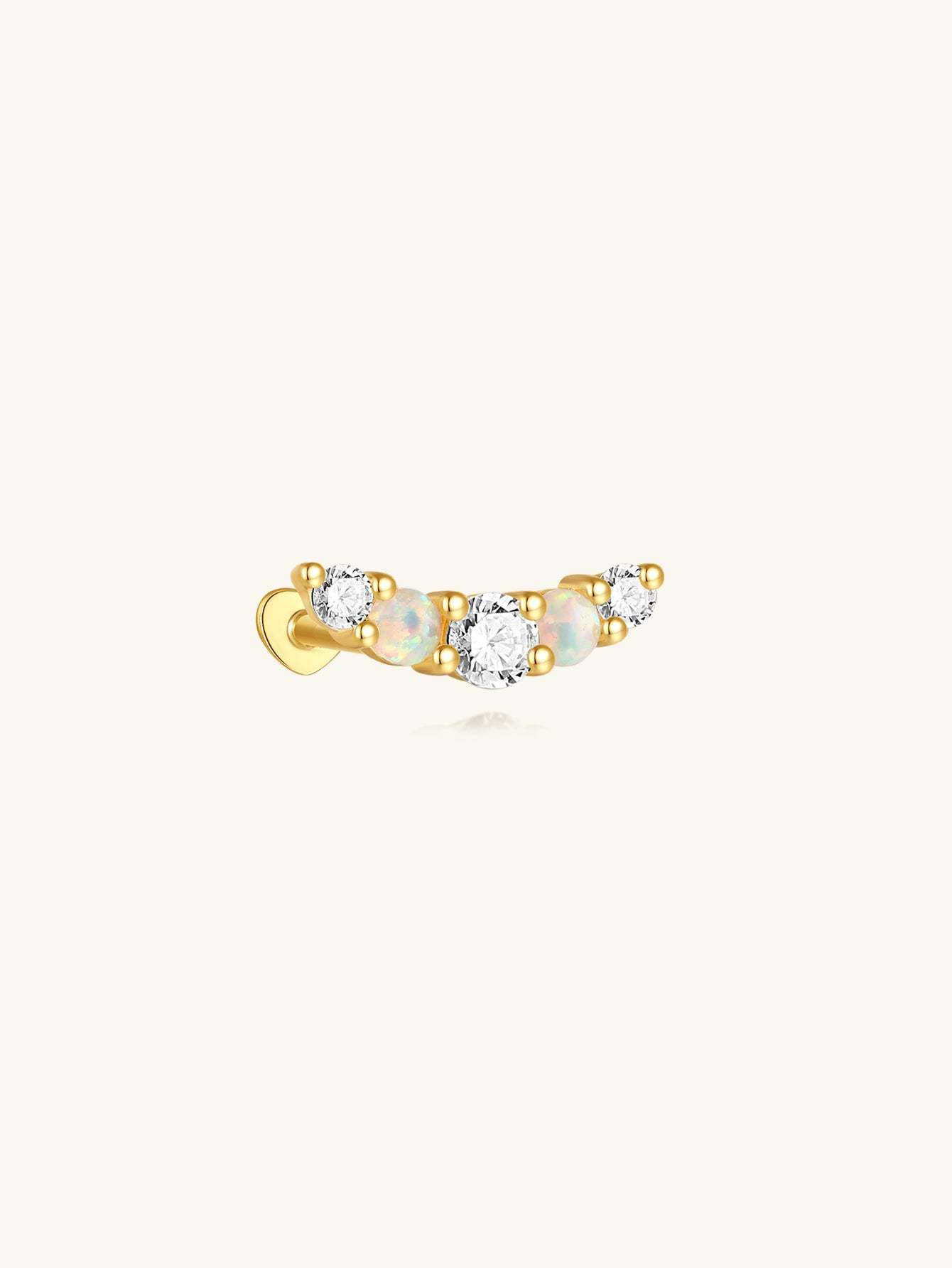 S925 Moon Sweet Opal Ear Piercing Stud-Olarajewelry