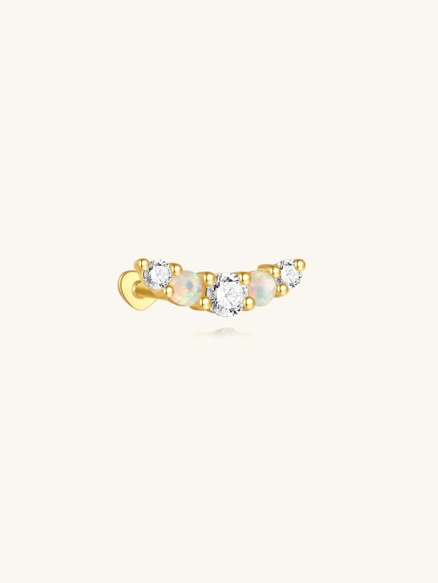 S925 Moon Sweet Opal Ear Piercing Stud-Olarajewelry
