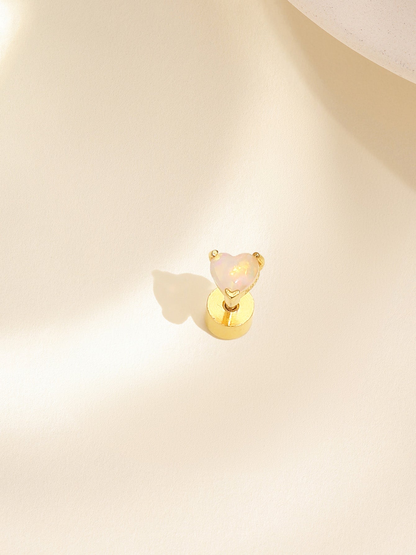 S925 Opal Love Threaded Ear Piercing Stud-Olarajewelry